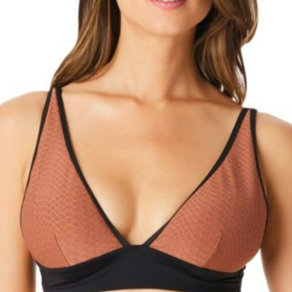 Sanctuary Other - NWT Sanctuary Womens Earth Brown Black Lining Print Swim Bikini Top SIZE LARGE